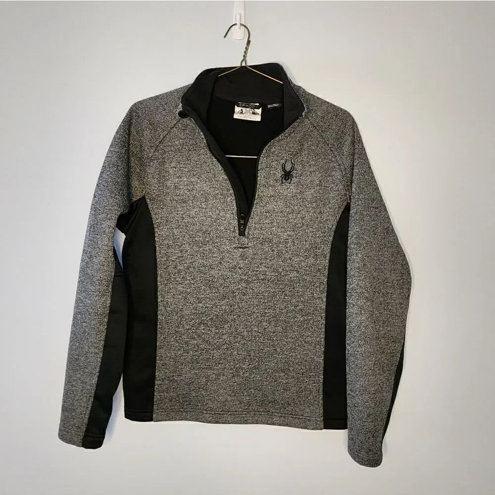 Spyder part zip pullover jacket size small heathered black men's